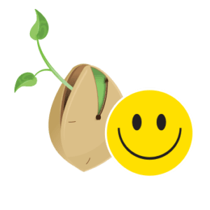 A cartoon of a plant and a smiley face.