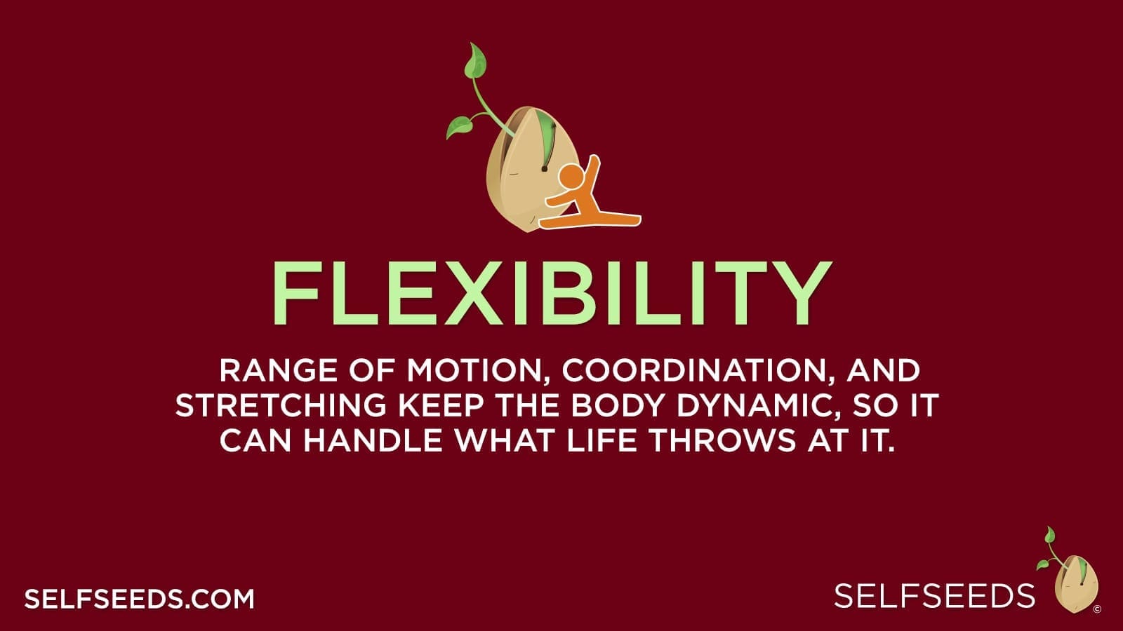 A red background with the word flexibility written in green.